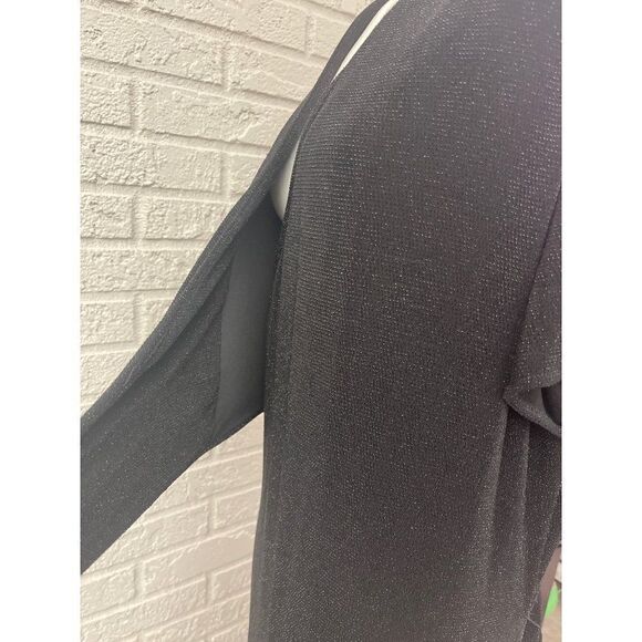 Virgo Black Sparkle Faux Wrap Dress Size 18 - Picture 6 of 9